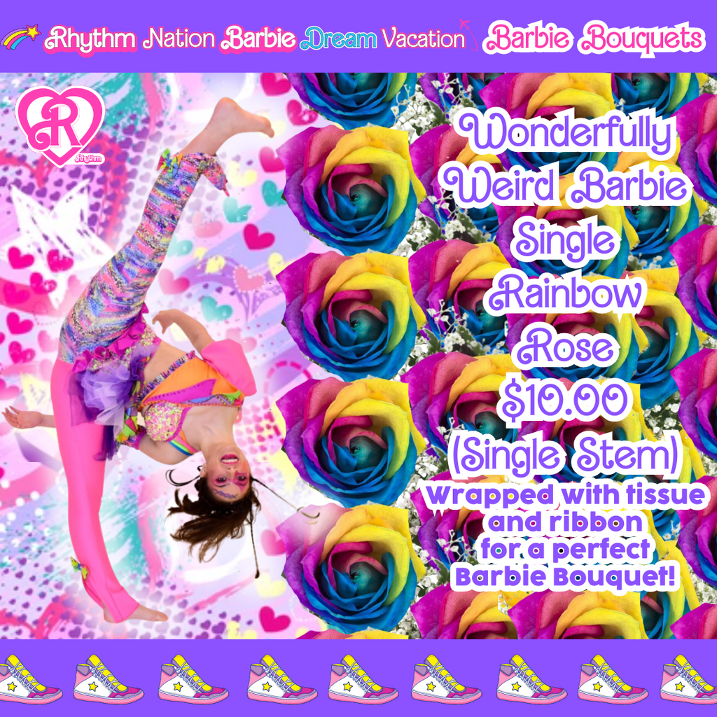 Wonderfully Weird Barbie Rainbow Rose - Single Stem